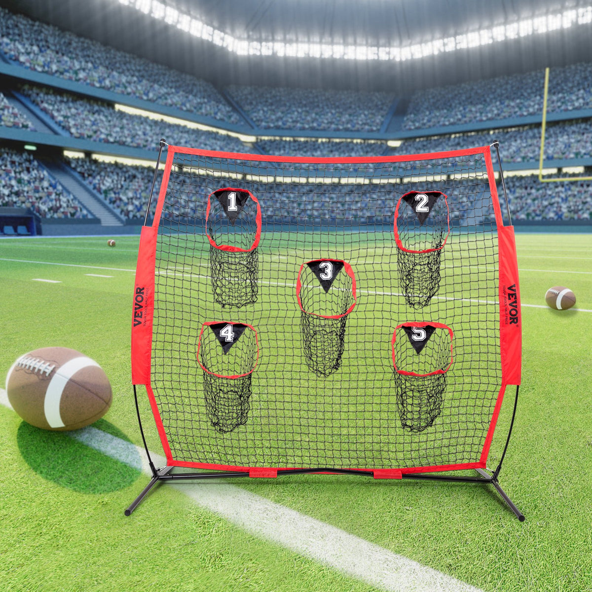 8 x 8 ft Football Trainer Throwing Net, Training Throwing Target Practice Net with 5 Target Pockets, Knotless V952-GLQW88YC0000RHWMZV0
