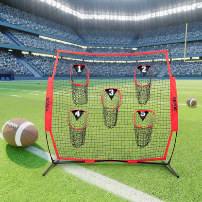 8 x 8 ft Football Trainer Throwing Net, Training Throwing Target Practice Net with 5 Target Pockets, Knotless V952-GLQW88YC0000RHWMZV0