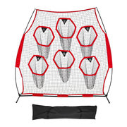 2438.4x2438.4mm Football Trainer Throwing Net, Training Throwing Target Practice Net with 6 Target Pockets, V952-GLQW88YC6KXWLAMWO001V0