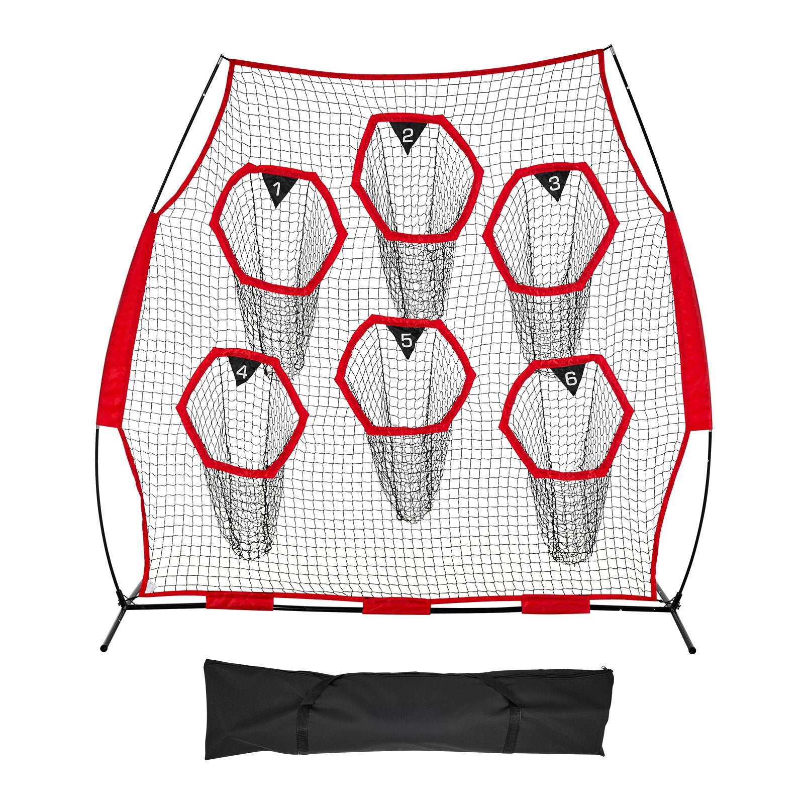 2438.4x2438.4mm Football Trainer Throwing Net, Training Throwing Target Practice Net with 6 Target Pockets, V952-GLQW88YC6KXWLAMWO001V0