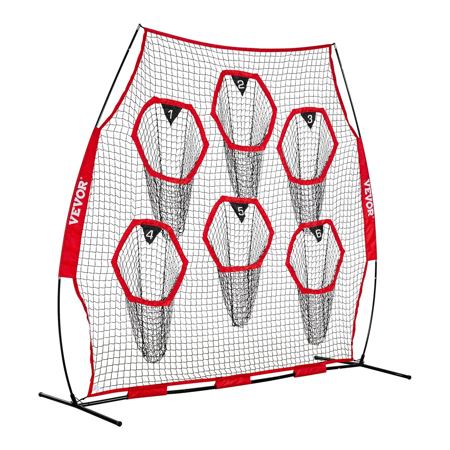 2438.4x2438.4mm Football Trainer Throwing Net, Training Throwing Target Practice Net with 6 Target Pockets, V952-GLQW88YC6KXWLAMWO001V0