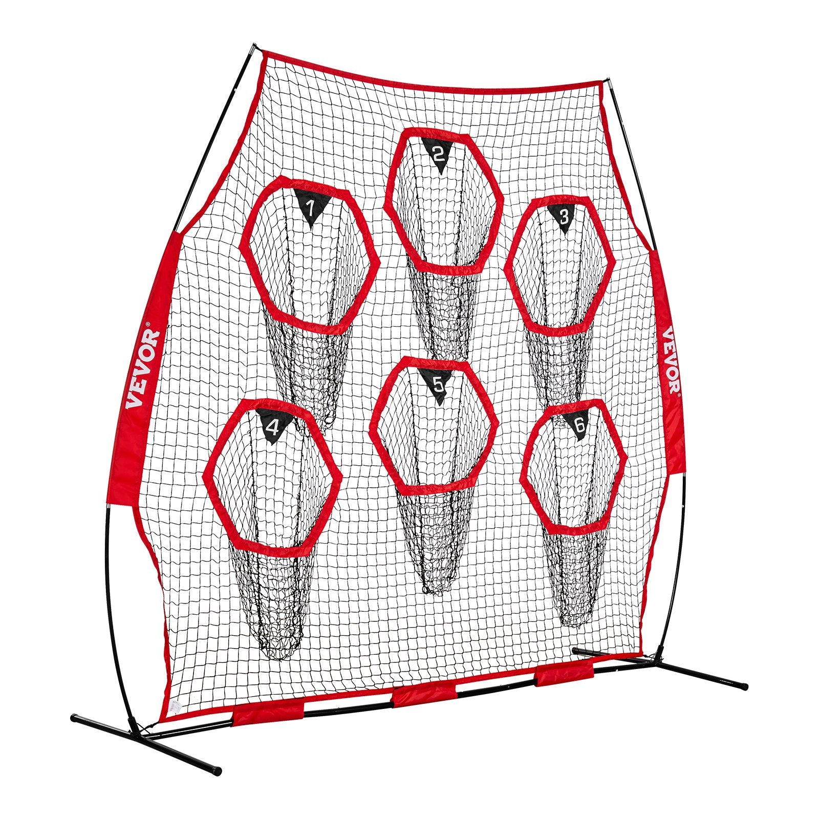 2438.4x2438.4mm Football Trainer Throwing Net, Training Throwing Target Practice Net with 6 Target Pockets, V952-GLQW88YC6KXWLAMWO001V0
