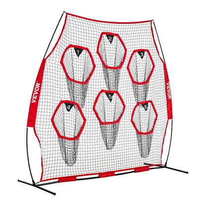 2438.4x2438.4mm Football Trainer Throwing Net, Training Throwing Target Practice Net with 6 Target Pockets, V952-GLQW88YC6KXWLAMWO001V0