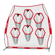 2438.4x2438.4mm Football Trainer Throwing Net, Training Throwing Target Practice Net with 6 Target Pockets, V952-GLQW88YC6KXWLAMWO001V0