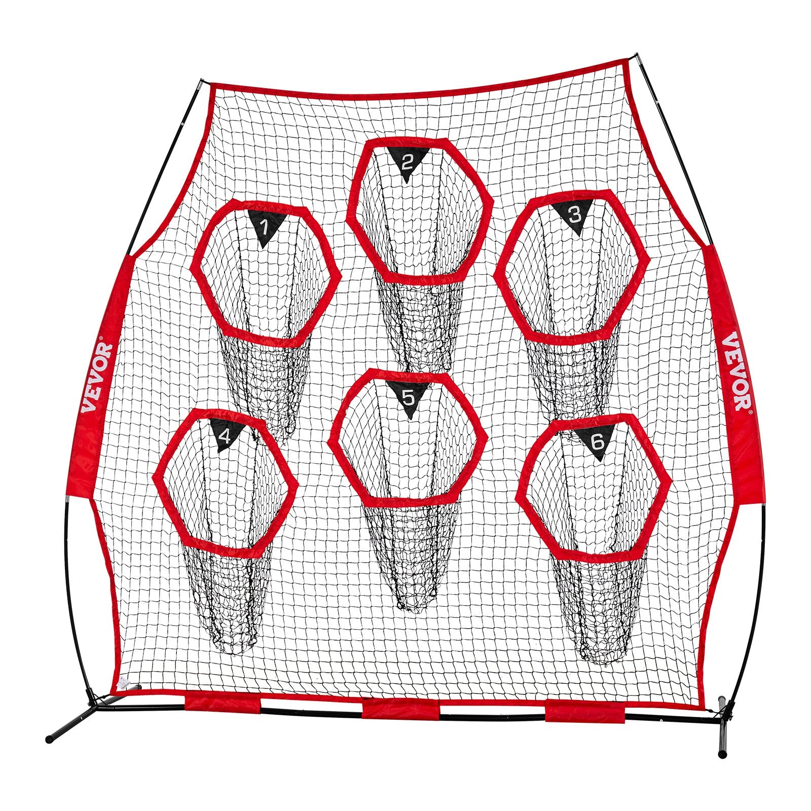 2438.4x2438.4mm Football Trainer Throwing Net, Training Throwing Target Practice Net with 6 Target Pockets, V952-GLQW88YC6KXWLAMWO001V0