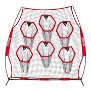 2438.4x2438.4mm Football Trainer Throwing Net, Training Throwing Target Practice Net with 6 Target Pockets, V952-GLQW88YC6KXWLAMWO001V0