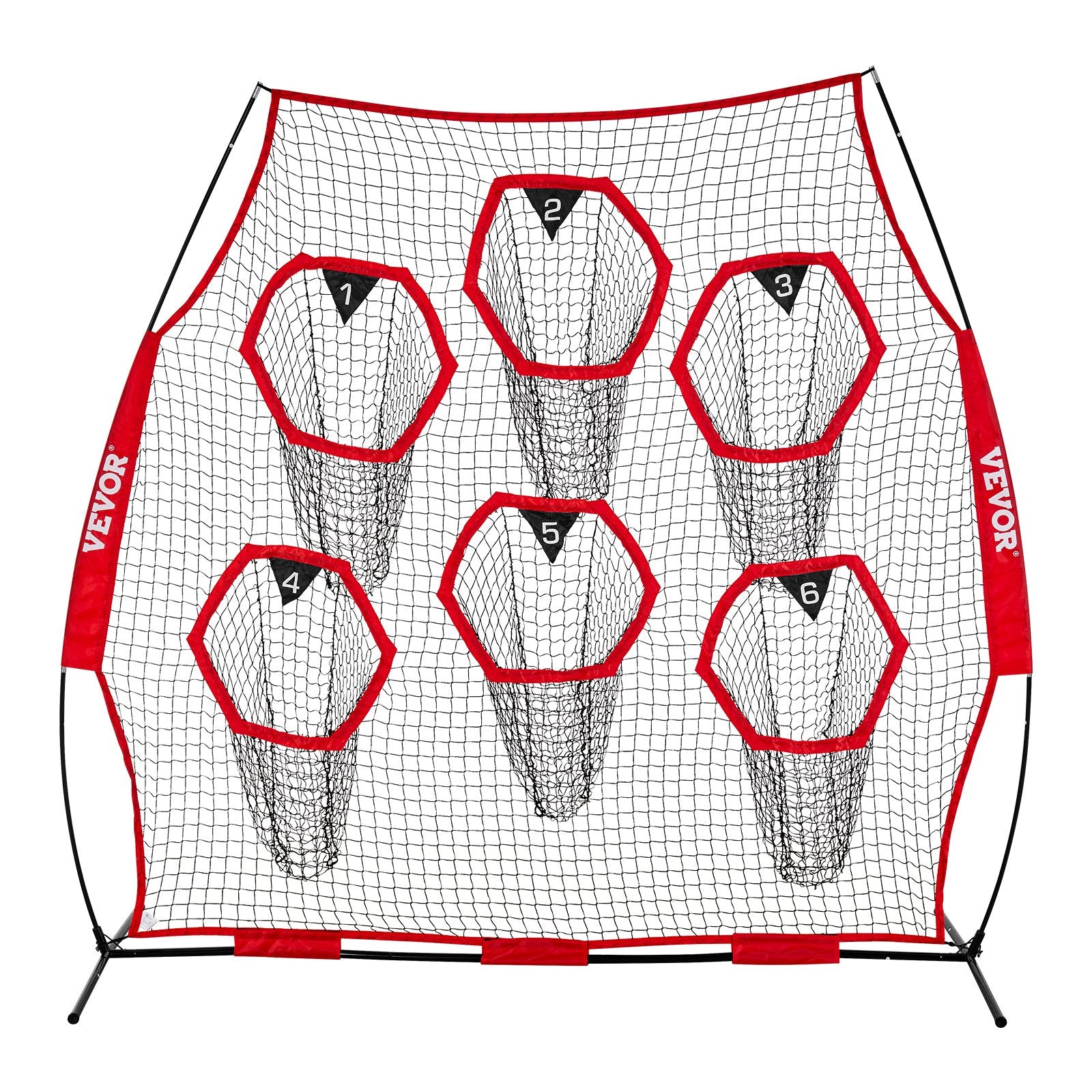 2438.4x2438.4mm Football Trainer Throwing Net, Training Throwing Target Practice Net with 6 Target Pockets, V952-GLQW88YC6KXWLAMWO001V0