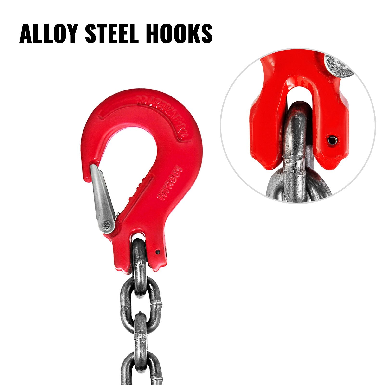 Chain Sling, 8 mm x 1m Lifting Chains with Hooks, G80 Engine Chain Hoist Lifts, 5 Ton Load Capacity Lifting V952-GLSJG80SZGL8MMX1MV0