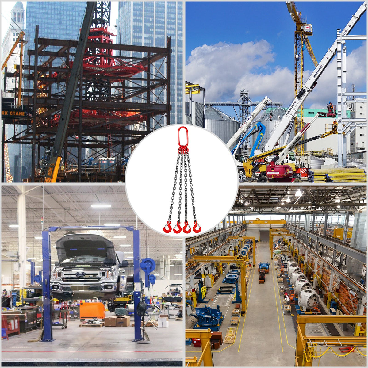 Chain Sling, 8 mm x 1m Lifting Chains with Hooks, G80 Engine Chain Hoist Lifts, 5 Ton Load Capacity Lifting V952-GLSJG80SZGL8MMX1MV0