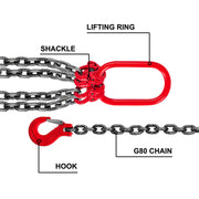 4 Legs Lifting Hook Chain Sling 2Mx8MM, 4T Lifting Chain Sling Legs Steel Factories Steel Powder Coating V952-GLSJG80SZGL8MMX2MV0