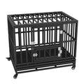 Heavy Duty Dog Crate 38 in Metal Dog Kennel with Wheels and Removable Tray V952-GLSYSDXPF3742TS8BV0