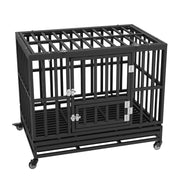 Heavy Duty Dog Crate 38 in Metal Dog Kennel with Wheels and Removable Tray V952-GLSYSDXPF3742TS8BV0