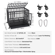 Heavy Duty Dog Crate 38 in Metal Dog Kennel with Wheels and Removable Tray V952-GLSYSDXPF3742TS8BV0