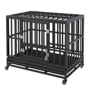 Heavy Duty Dog Crate 38 in Metal Dog Kennel with Wheels and Removable Tray V952-GLSYSDXPF3742TS8BV0