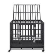Heavy Duty Dog Crate 38 in Metal Dog Kennel with Wheels and Removable Tray V952-GLSYSDXPF3742TS8BV0