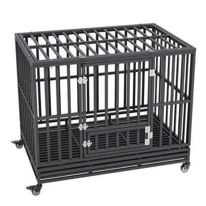 47 Inch Heavy Duty Dog Crate, Indestructible Dog Crate, 3-Door Heavy Duty Dog Kennel for Medium to Large Dogs V952-GLSYSDXPF4695XO1OV0