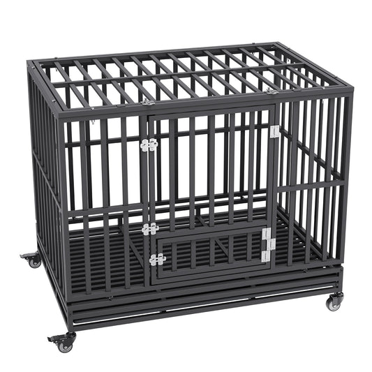 47 Inch Heavy Duty Dog Crate, Indestructible Dog Crate, 3-Door Heavy Duty Dog Kennel for Medium to Large Dogs V952-GLSYSDXPF4695XO1OV0