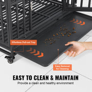 47 Inch Heavy Duty Dog Crate, Indestructible Dog Crate, 3-Door Heavy Duty Dog Kennel for Medium to Large Dogs V952-GLSYSDXPF4695XO1OV0