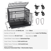 47 Inch Heavy Duty Dog Crate, Indestructible Dog Crate, 3-Door Heavy Duty Dog Kennel for Medium to Large Dogs V952-GLSYSDXPF4695XO1OV0