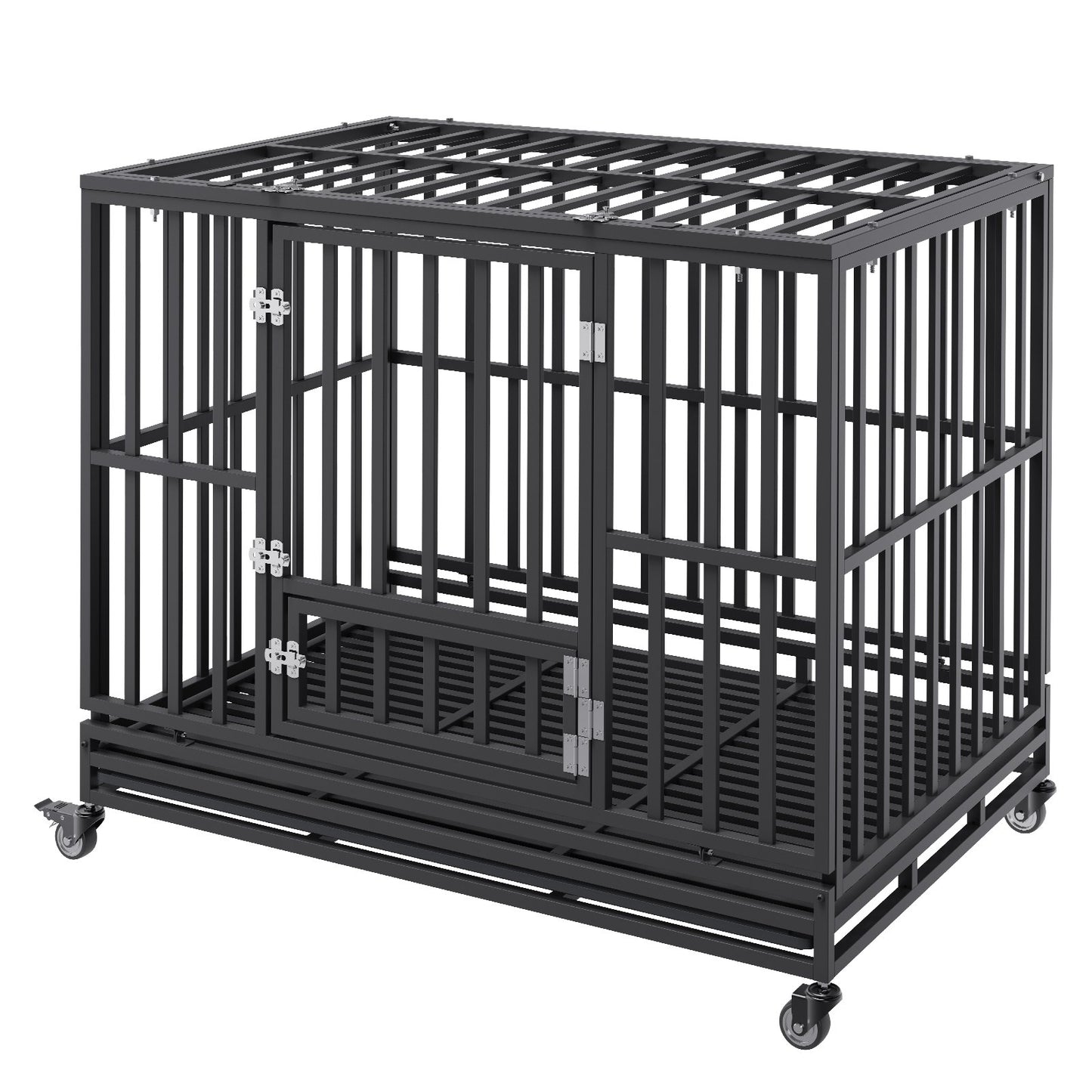 47 Inch Heavy Duty Dog Crate, Indestructible Dog Crate, 3-Door Heavy Duty Dog Kennel for Medium to Large Dogs V952-GLSYSDXPF4695XO1OV0