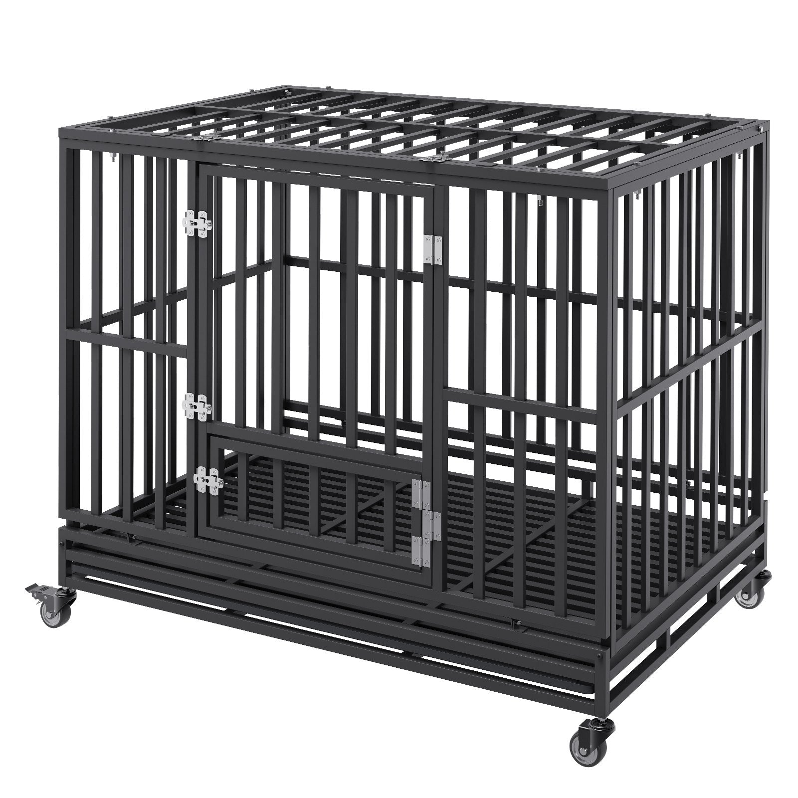 47 Inch Heavy Duty Dog Crate, Indestructible Dog Crate, 3-Door Heavy Duty Dog Kennel for Medium to Large Dogs V952-GLSYSDXPF4695XO1OV0