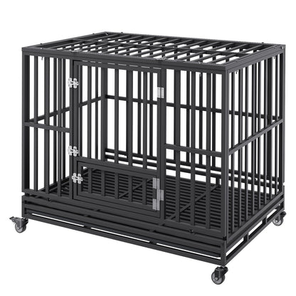 47 Inch Heavy Duty Dog Crate, Indestructible Dog Crate, 3-Door Heavy Duty Dog Kennel for Medium to Large Dogs V952-GLSYSDXPF4695XO1OV0