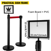 Stanchion Post Barriers 4-Set Line Dividers, Stainless Steel Stanchions with 6.6 Black Retractable Belts, V952-GLZ-CBTZ-HS-4JT01V0