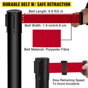 Stanchion Post Barriers 4-Set Line Dividers, Stainless Steel Stanchions with 6.6 Black Retractable Belts, V952-GLZ-CBTZ-HS-4JT01V0