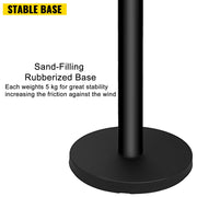 Stanchion Post Barriers 4-Set Line Dividers, Stainless Steel Stanchions with 6.6 Black Retractable Belts, V952-GLZ-CBTZ-HS-4JT01V0