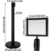 Stanchion Post Barriers 4-Set Line Dividers, Stainless Steel Stanchions with 6.6 Black Retractable Belts, V952-GLZ-CBTZ-HS-4JT01V0