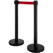 Stanchion Post Barriers 4-Set Line Dividers, Stainless Steel Stanchions with 6.6 Black Retractable Belts, V952-GLZ-CBTZ-HS-4JT01V0