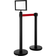 Stanchion Post Barriers 4-Set Line Dividers, Stainless Steel Stanchions with 6.6 Black Retractable Belts, V952-GLZ-CBTZ-HS-4JT01V0