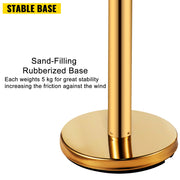 Stanchion Post Barriers 6-Set Line Dividers, Stainless Steel Stanchions with 6.6 Red Retractable Belts, V952-GLZ-CBTZ-JS-6JT01V0