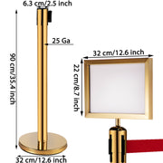 Stanchion Post Barriers 6-Set Line Dividers, Stainless Steel Stanchions with 6.6 Red Retractable Belts, V952-GLZ-CBTZ-JS-6JT01V0