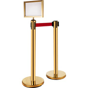 Stanchion Post Barriers 6-Set Line Dividers, Stainless Steel Stanchions with 6.6 Red Retractable Belts, V952-GLZ-CBTZ-JS-6JT01V0