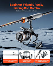 Rod and Fishing Reel Combo, IM6 Fiberglass & Carbon Fiber Spinning Rod and Reel Combo, Bass Fishing Pole with V952-GLZHFCLQX65YD6OUO001V0