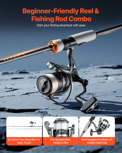 Rod and Fishing Reel Combo, IM6 Fiberglass & Carbon Fiber Spinning Rod and Reel Combo, Bass Fishing Pole with V952-GLZHFCLQX65YD6OUO001V0