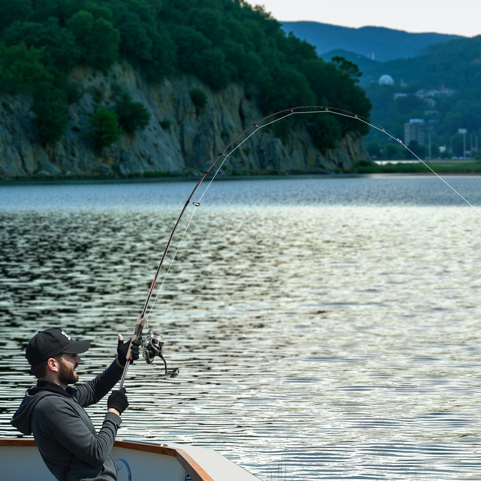 Rod and Fishing Reel Combo, IM6 Fiberglass & Carbon Fiber Spinning Rod and Reel Combo, Bass Fishing Pole with V952-GLZHFCLQX65YD6OUO001V0