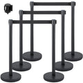 Crowd Control Stanchion, Set of 6 Pieces Stanchion Set, Stanchion Set with 6.6 ft/2 m Black Retractable Belt, V952-GLZHSHDJTZGT6K2UKV0