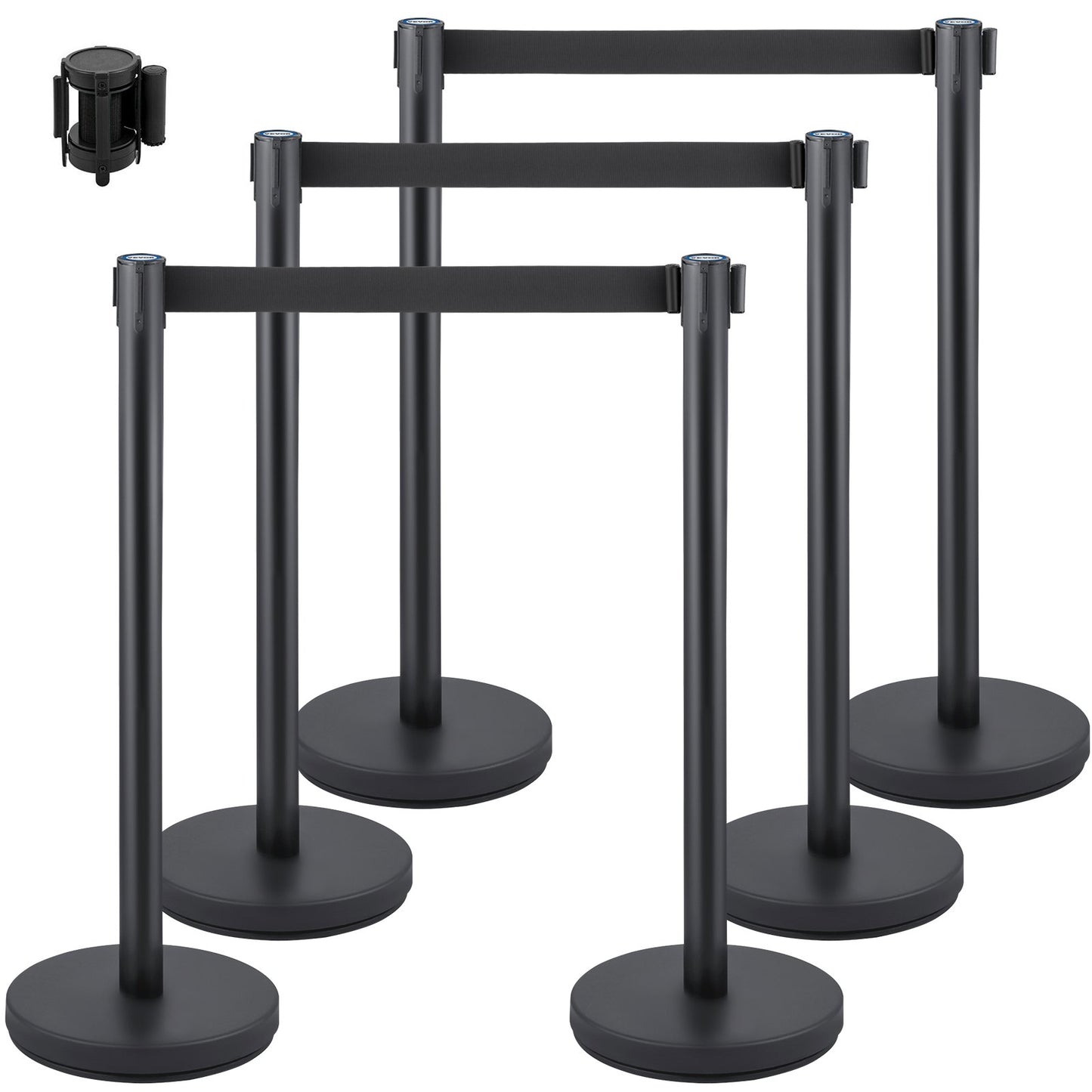 Crowd Control Stanchion, Set of 6 Pieces Stanchion Set, Stanchion Set with 6.6 ft/2 m Black Retractable Belt, V952-GLZHSHDJTZGT6K2UKV0