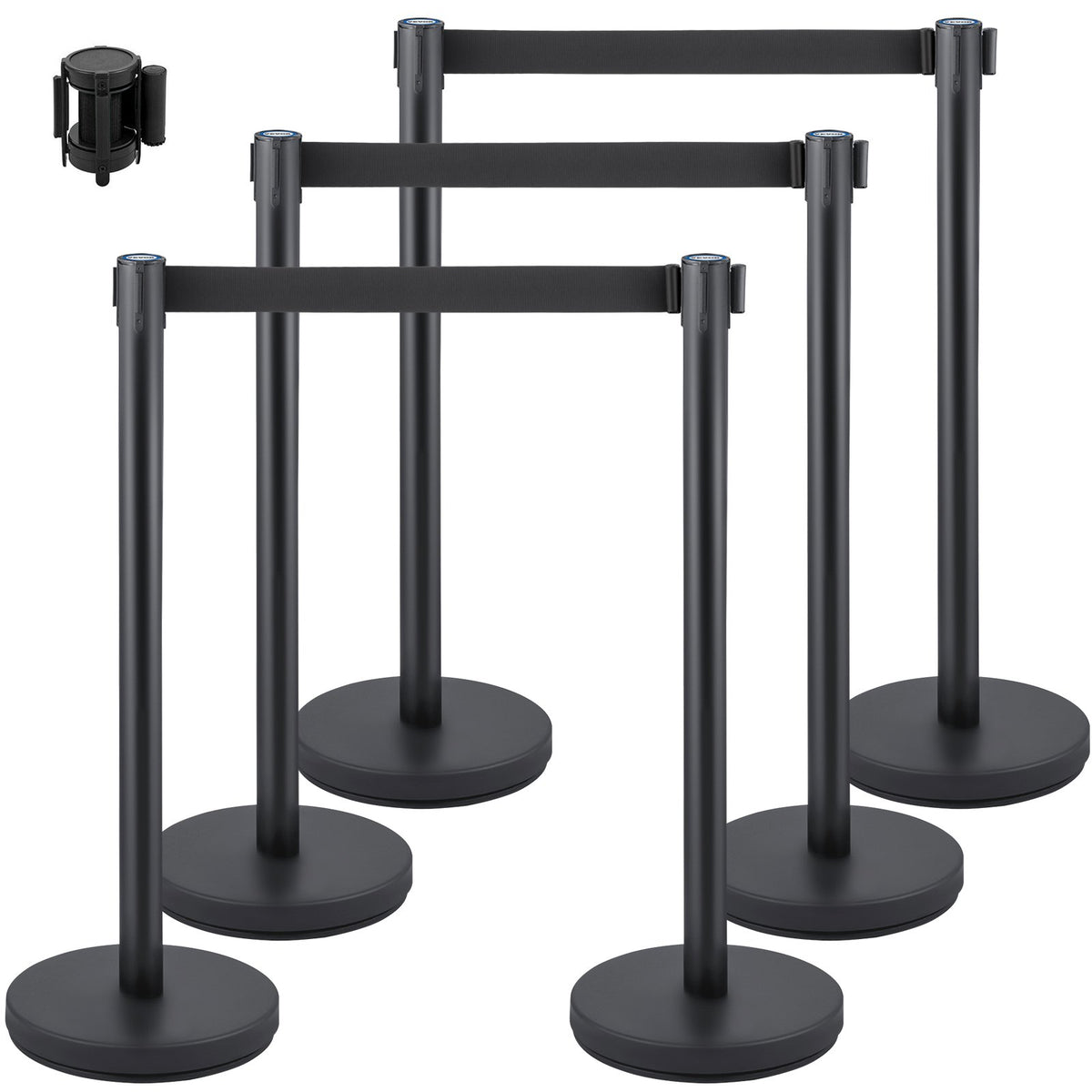 Crowd Control Stanchion, Set of 6 Pieces Stanchion Set, Stanchion Set with 6.6 ft/2 m Black Retractable Belt, V952-GLZHSHDJTZGT6K2UKV0