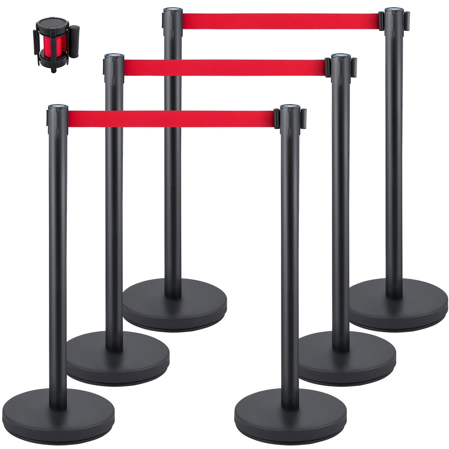 Crowd Control Stanchion, Set of 6 Pieces Stanchion Set, Stanchion Set with 6.6 ft/2 m Red Retractable Belt, V952-GLZHSHDJTZGX6TVTYV0