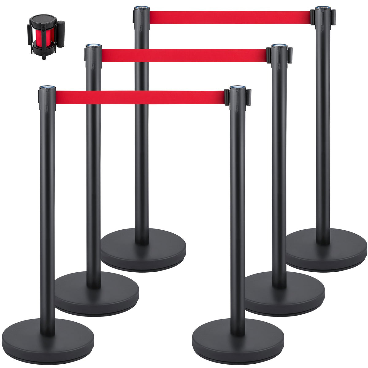 Crowd Control Stanchion, Set of 6 Pieces Stanchion Set, Stanchion Set with 6.6 ft/2 m Red Retractable Belt, V952-GLZHSHDJTZGX6TVTYV0
