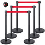 Crowd Control Stanchion, Set of 6 Pieces Stanchion Set, Stanchion Set with 6.6 ft/2 m Red Retractable Belt, V952-GLZHSHDJTZGX6TVTYV0
