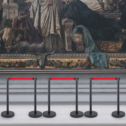 Crowd Control Stanchion, Set of 6 Pieces Stanchion Set, Stanchion Set with 6.6 ft/2 m Red Retractable Belt, V952-GLZHSHDJTZGX6TVTYV0