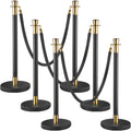 Crowd Control Stanchion, Set of 6 Pieces Stanchion Set, Stanchion Set with 5 ft/1.5 m Black Velvet Rope, V952-GLZHSHRSJTHG69AV4V0