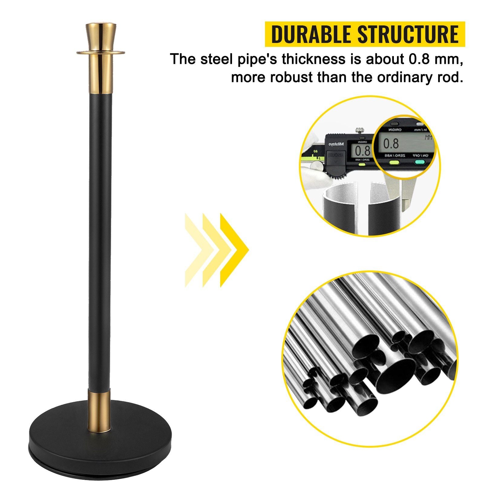 Crowd Control Stanchion, Set of 6 Pieces Stanchion Set, Stanchion Set with 5 ft/1.5 m Black Velvet Rope, V952-GLZHSHRSJTHG69AV4V0