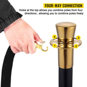 Crowd Control Stanchion, Set of 6 Pieces Stanchion Set, Stanchion Set with 5 ft/1.5 m Black Velvet Rope, V952-GLZHSHRSJTHG69AV4V0