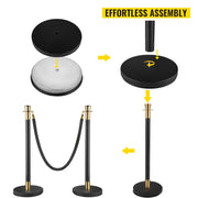 Crowd Control Stanchion, Set of 6 Pieces Stanchion Set, Stanchion Set with 5 ft/1.5 m Black Velvet Rope, V952-GLZHSHRSJTHG69AV4V0