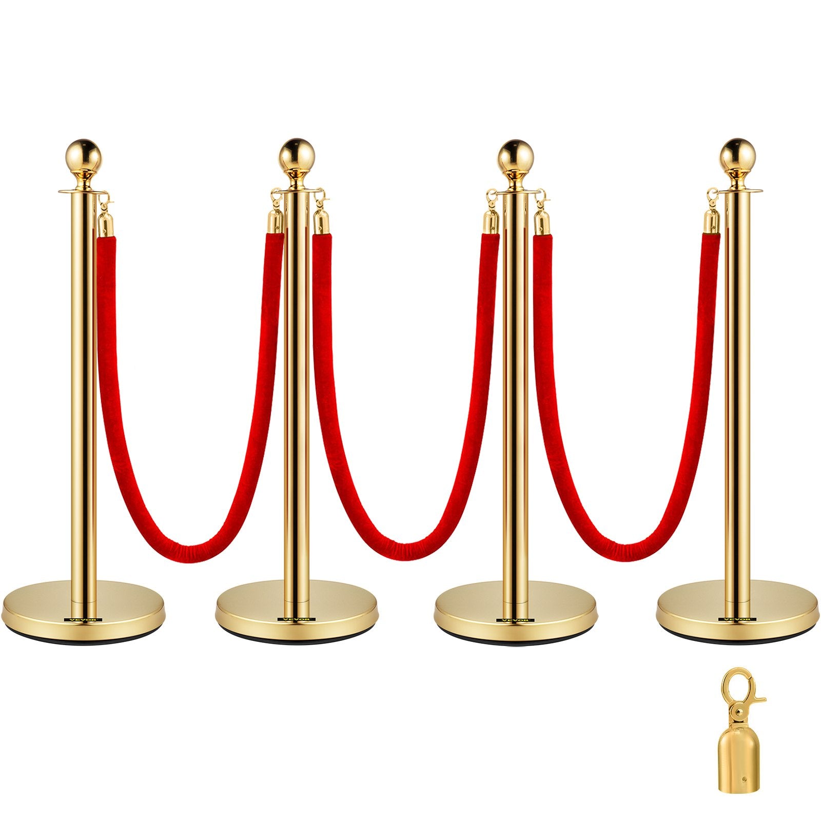 4PCS Gold Stanchion Posts Queue, 38 Inch Red Velvet Rope, Crowd Control Barriers Queue Line Rope, Barriers V952-GLZJS1.5M3GHRS4JTV0